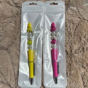 Colorful Beaded Pens - Yellow and Pink